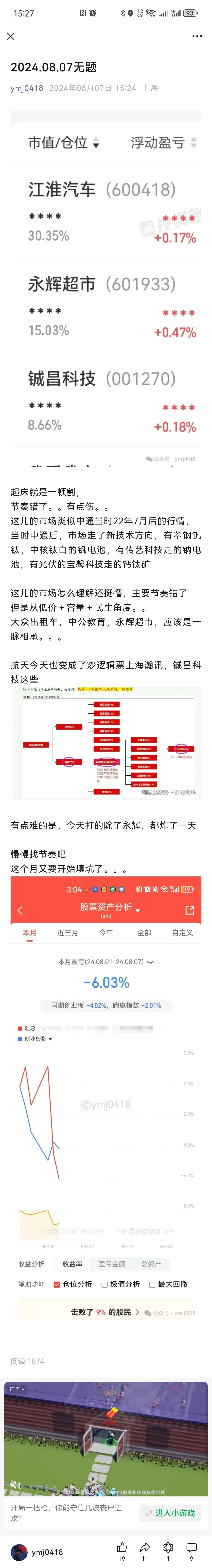 杰哥：当下行情类似中通22年7月之后(西瓜XKK2024年08月07日文章)