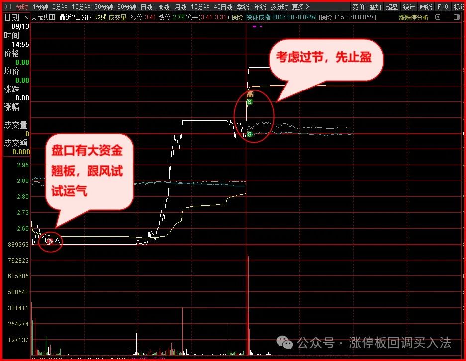 涨停板回调买入法之人气龙头回调买入法000627天茂集团 603626 科森科技 实战技术分享【纯运气】(涨停板回调买入法2024年09月13日文章)