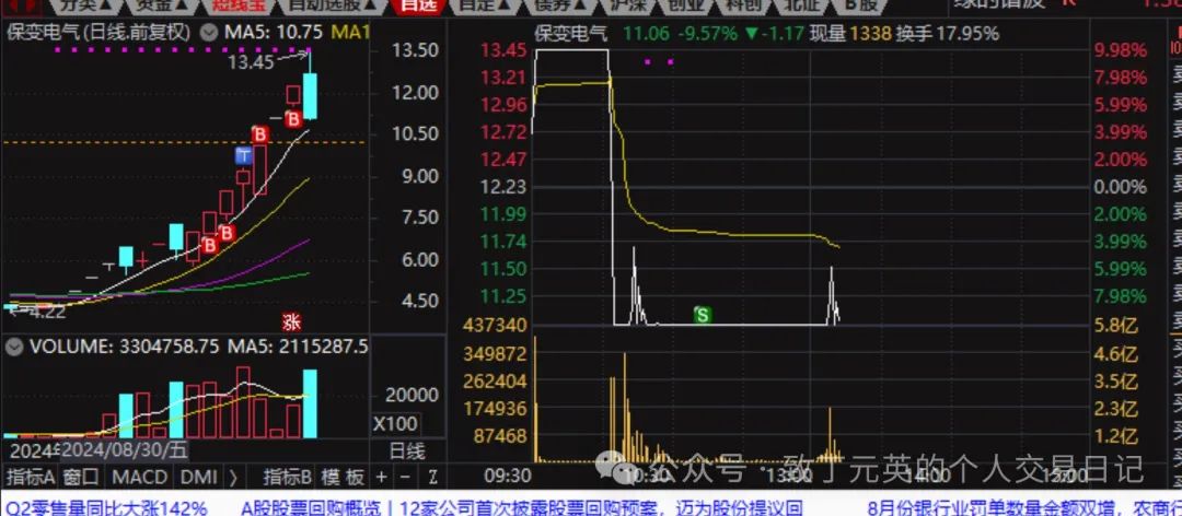 亏麻亏麻，今天一来一去差360W，天台的风好凉，别拦着我(致丁元英的个人交易日记2024年09月24日文章)